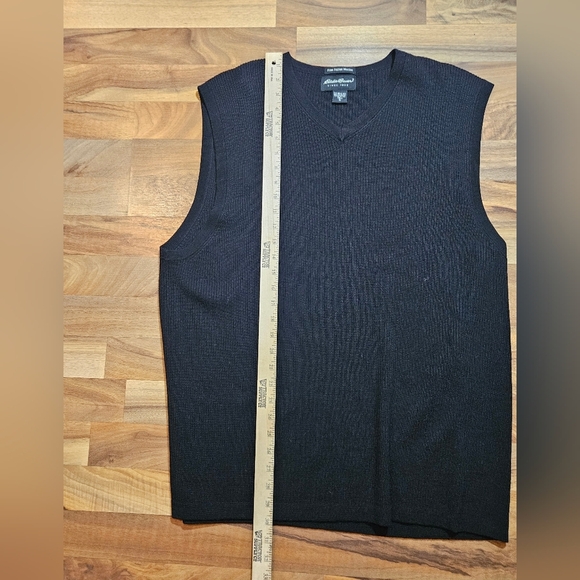 Eddie Bauer Sweater Vest Men’s Size XL Tall Black V-Neck Italian Merino Wool - Picture 6 of 8